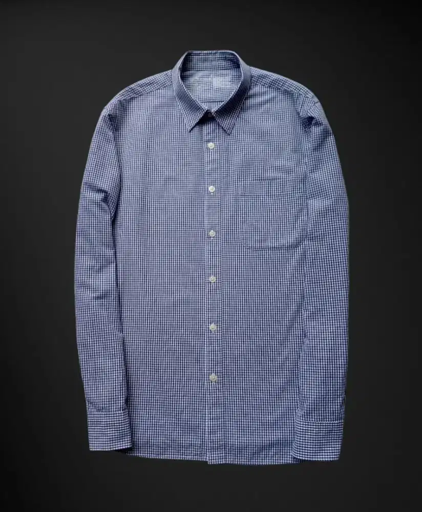 KEMEJA PANJANG MUJI TAKKOTAK PUTIH HITAM, SIZE : M (LD104, P73)