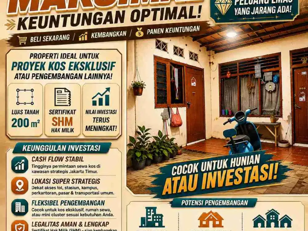 Jual Rumah di Pisangan Baru Matraman Dekat Stasiun Jatinegara, Di Bawah NJOP