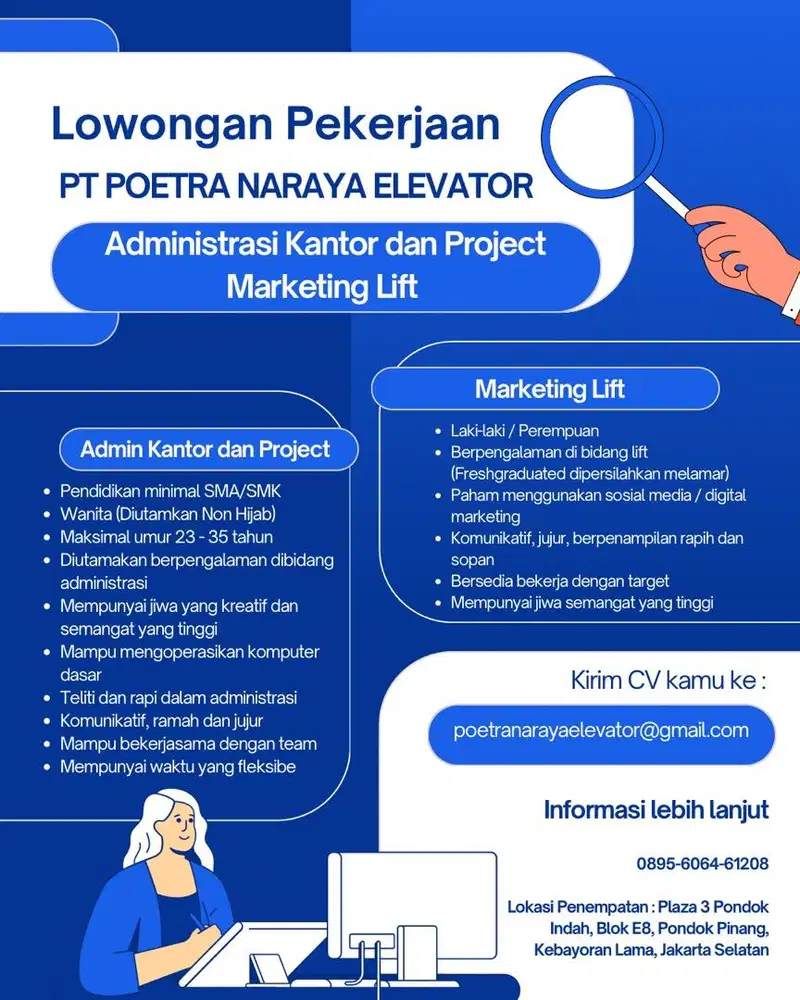 Dibutuhkan Administrasi dan Marketing
