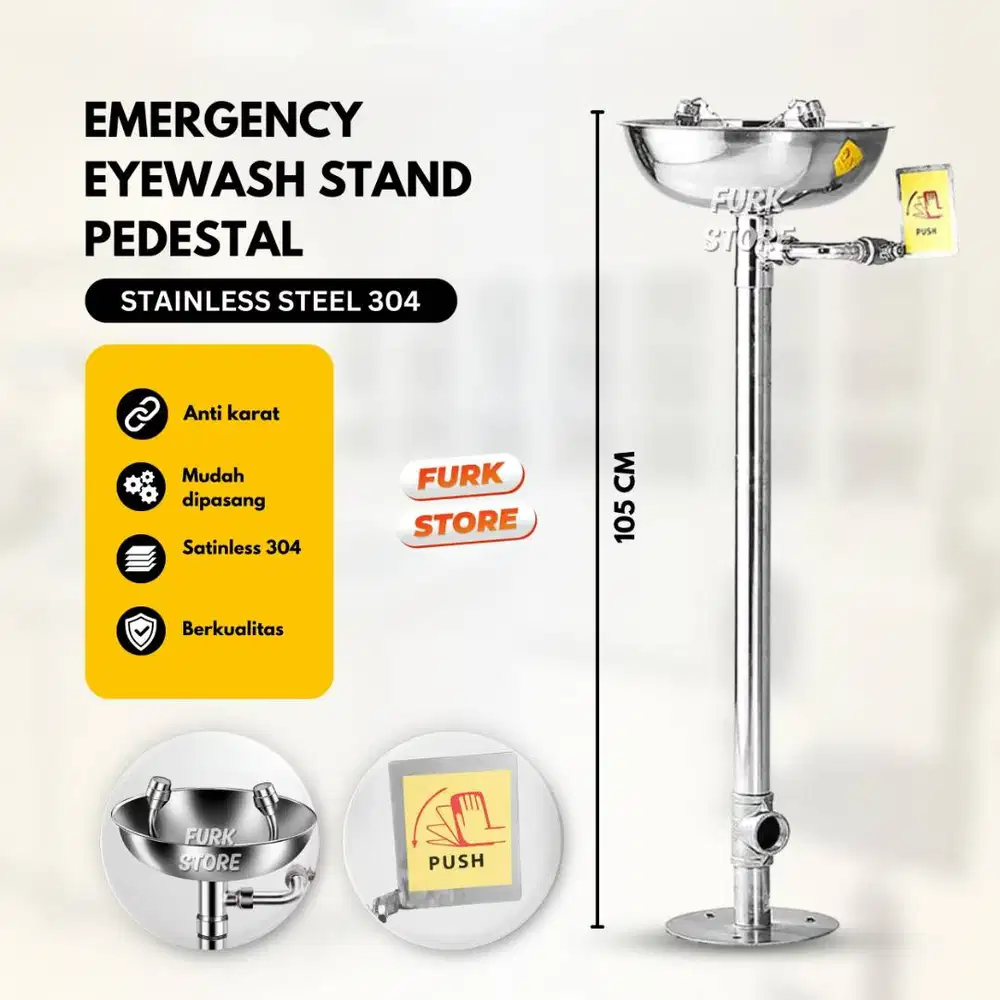 Eyewash Stand Pedestal Stainless Steel EWST01 [AKSES CEPAT] – Eye Wash