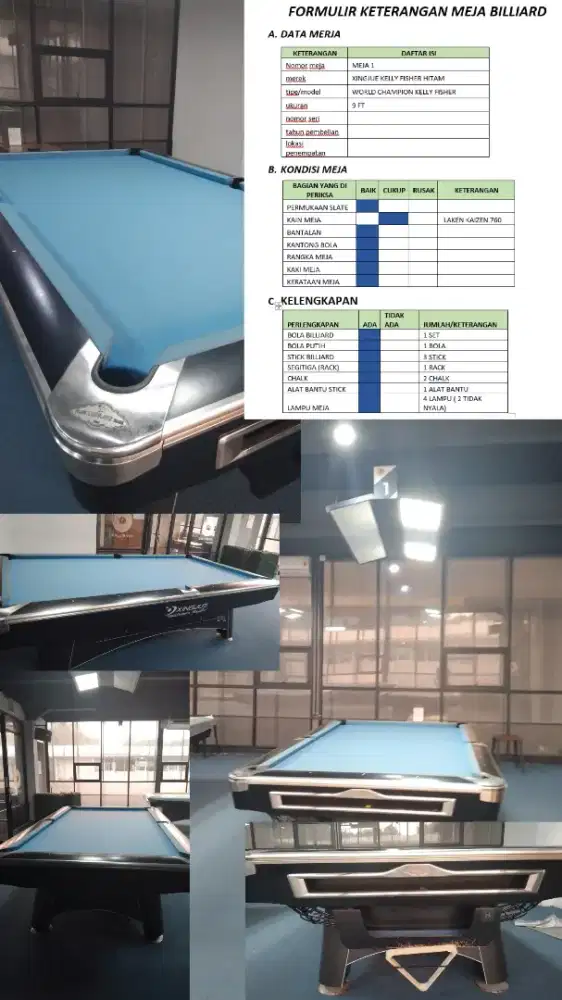 Meja billiard xingjue 9ft