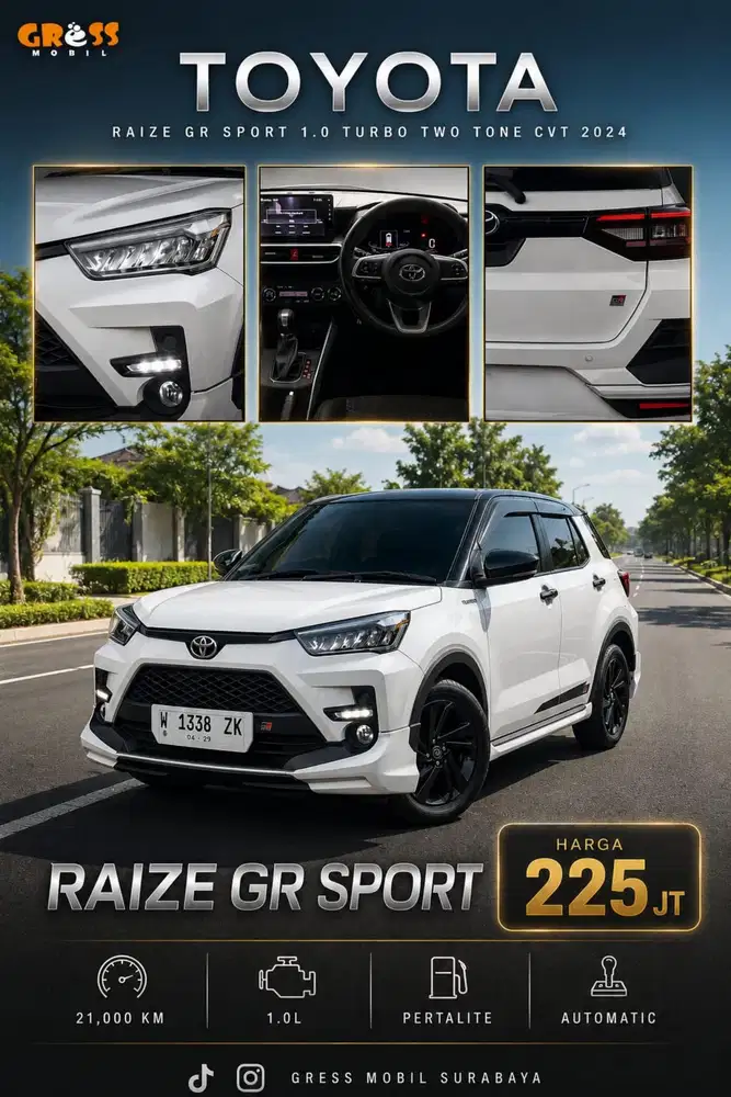 [Gress mobil Kutisari]Raize S Turbo 1.0 Cvt AT Tahun 2024
