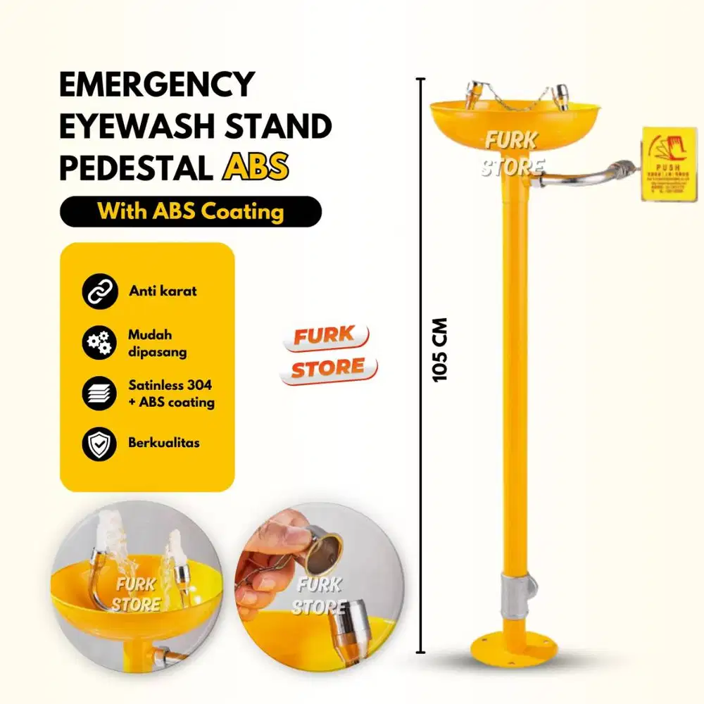 Eyewash Stand Pedestal Stainless + Lapisan ABS EWST02 [AKSES CEPAT] –