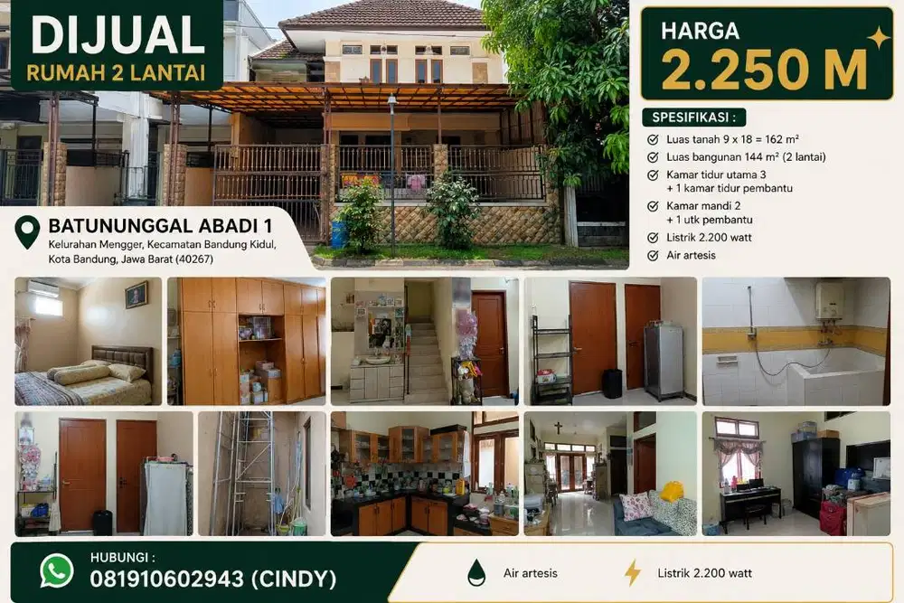 Dijual Rumah 2 Lantai Batununggal Bandung Siap Huni SHM