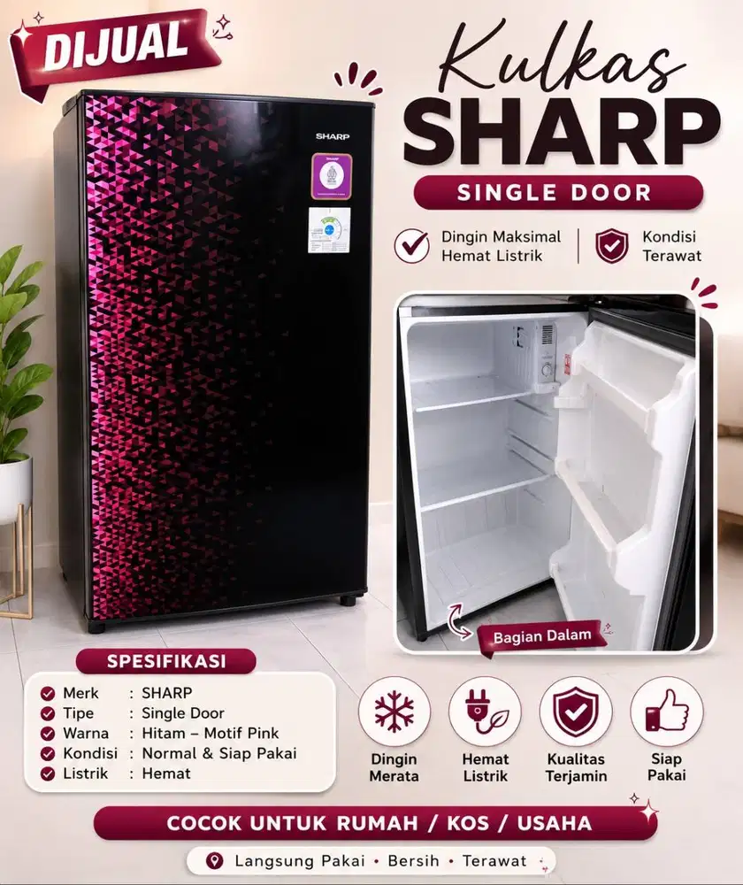 Jual Kulkas Sharp 1 Pintu SJ-X185MG-GR, Dingin Normal, Harga Nego