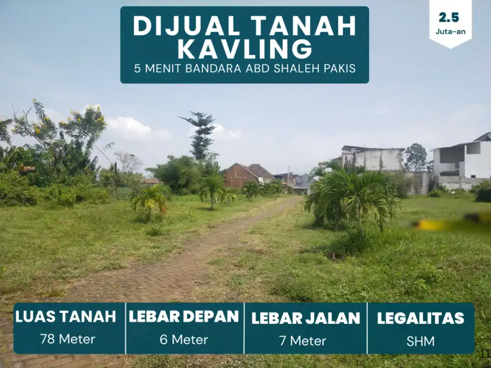 Cocok Dibangun Rumah Harga Tanah Malang 3 Menit Exit Tol Pakis Malang SHM Ready