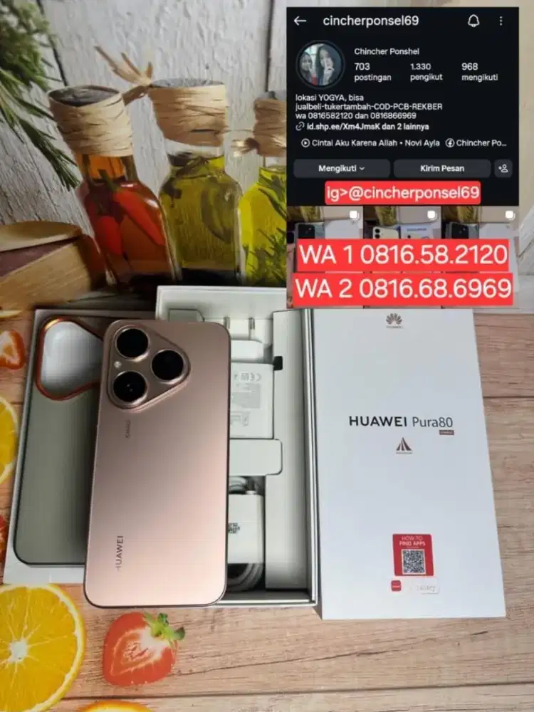 Jual hp likenew Huawei Pura 80 12/256 istimewa pakai 2 bulanan BH 100%