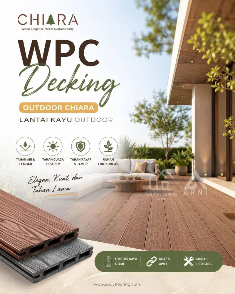 WPC Decking Outdoor CHIARA | Lantai Kayu Outdoor Premium Anti Air