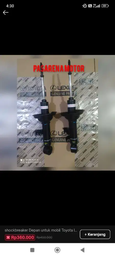 Shockbreaker depan mobil Toyota Innova