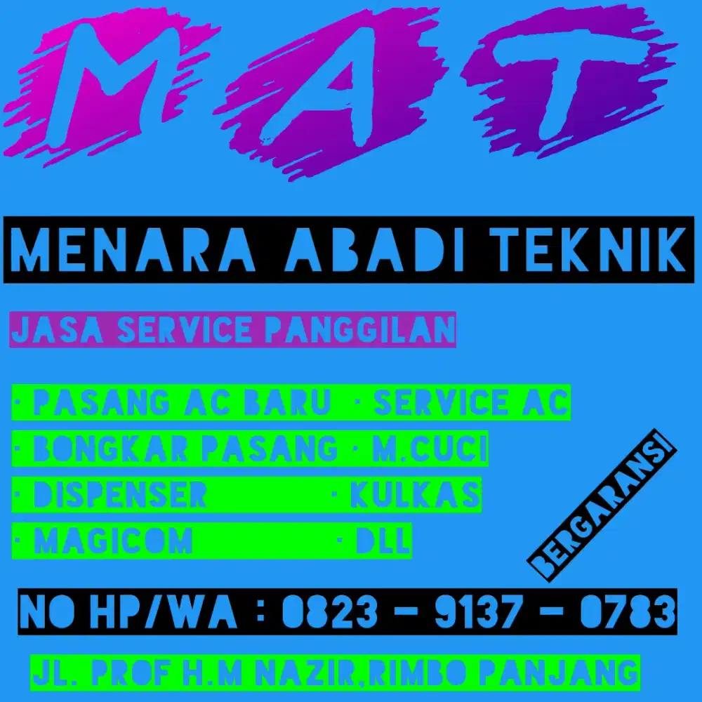 Jasa service Ac - Pasang Ac - bongkar Ac - M.cuci - Kulkas - Tv dll