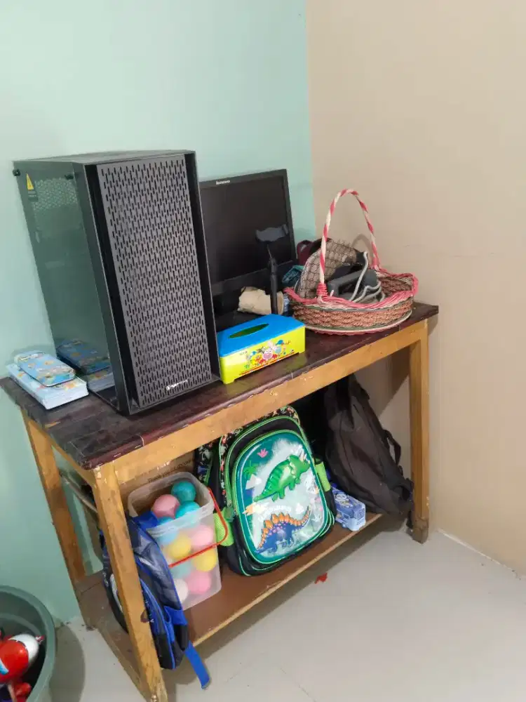 Meja kayu jati belanda 2 susun