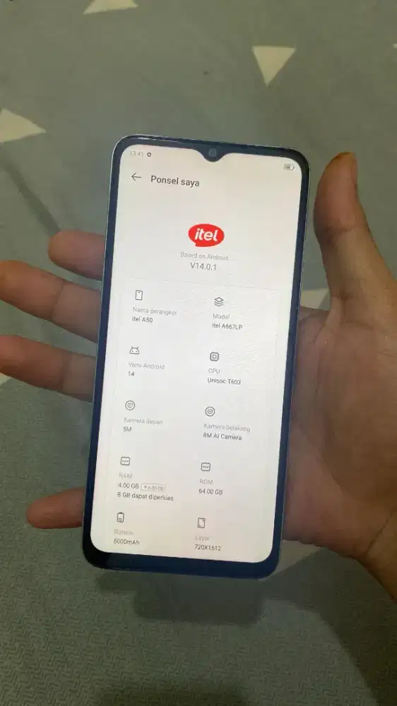 Itel A50
Ram 4+8/64GB, Kondisi normal.