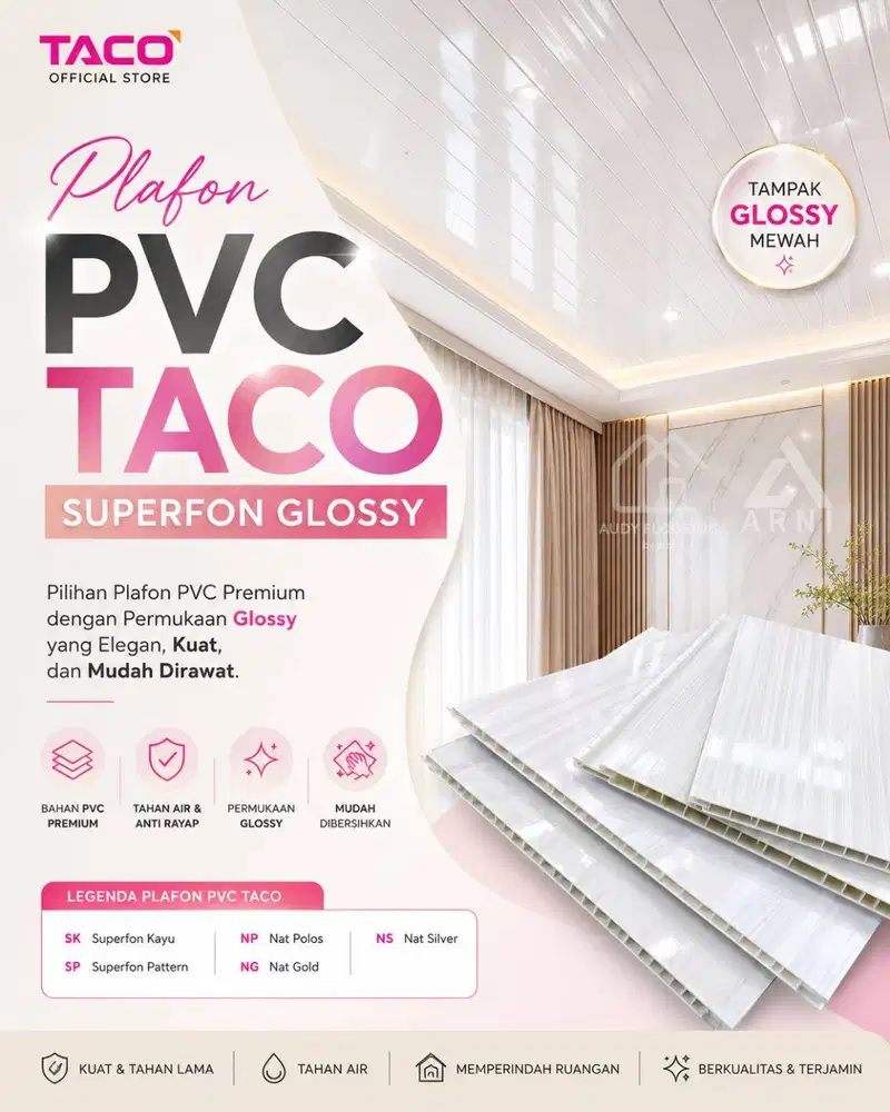 Plafon PVC TACO Superfon Glossy Premium | Plafon PVC Anti Air&Rayap