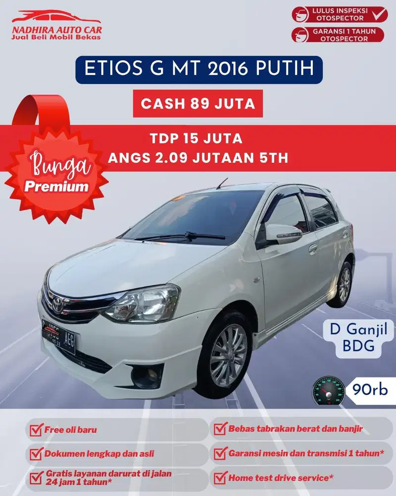 Angsuran 2 Jutaan Etios G MT 2016 Putih