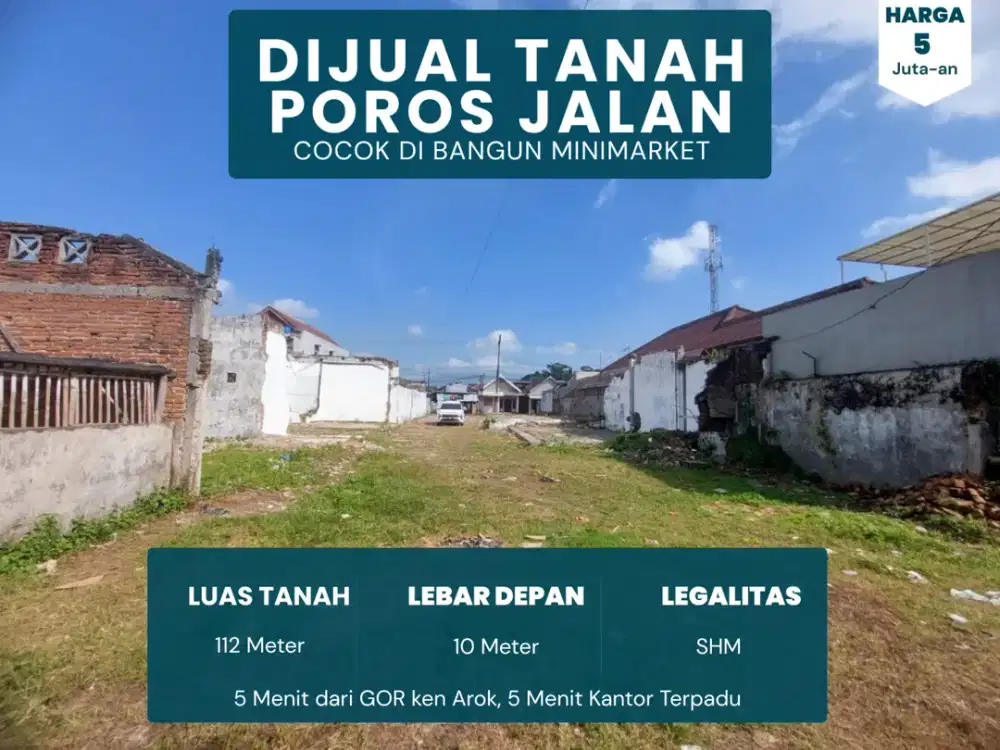 Tanah Malang 5 Menit SMAN 6 Malang SHM Split Poros Jalan Raya