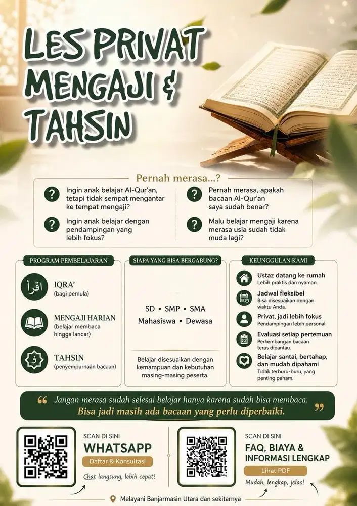 Les Mengaji/Tahsin Privat Banjarmasin