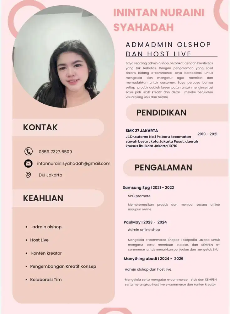 Profesional admin olshop dan HOST LIVE