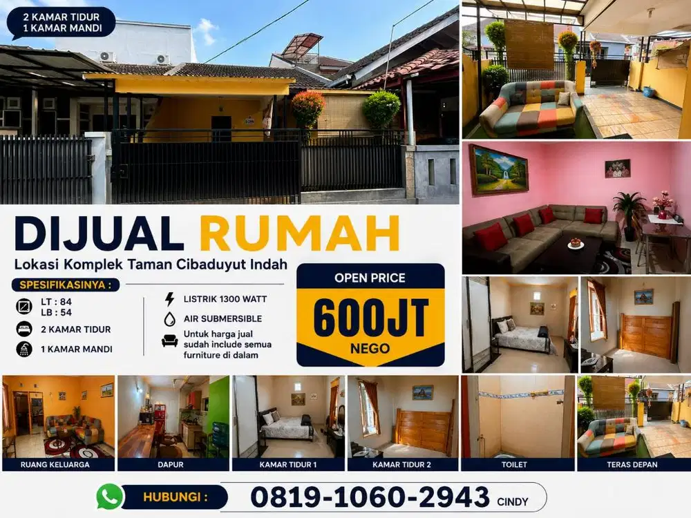 Rumah Murah Taman Cibaduyut Indah LT84 LB54 Full Furnished