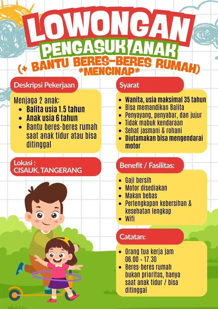 LOWONGAN KERJA PENGASUK ANAK / baby sitter