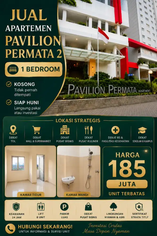 Jual apartemen pavilion permata 2