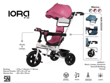 IORA T11 Stroller Anak / Tricycle Anak / Sepeda Roda Tiga Anak / Doron