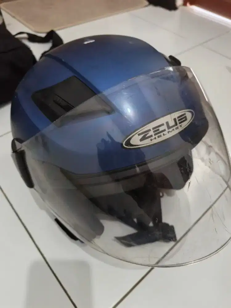 Helm Zeus biru doff xl