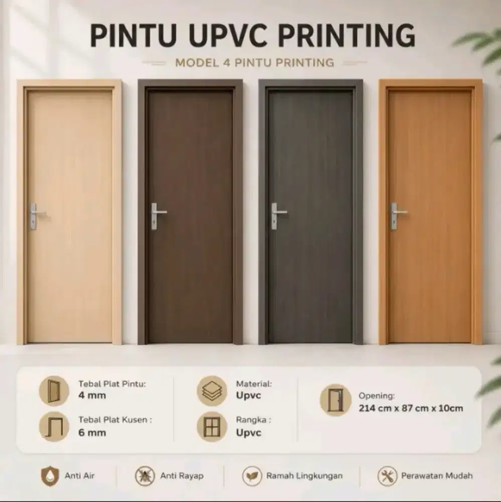 Shinka Global Solution Pintu UPVC Printing Model Serat Kayu 6mm dan4mm