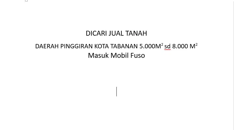 DICARI JUAL TANAH DAERAH PINGGIRAN KOTA TABANAN
