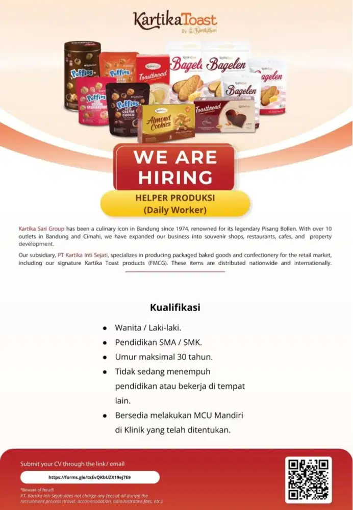 Lowongan Kerja Helper Produksi (karyawan harian lepas)