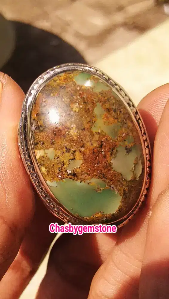 Natural Pirus Persia motif pohon-Cincin Pirus Persia motif gmbar pohon