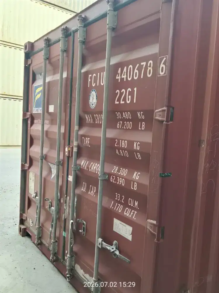 Jual container 20 feet  untuk gudang. Kondisi 80%