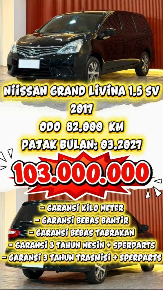 NISSAN GRAND LIVINA SV 1.5 AT 2017 SIAP LANGSUNG PAKAI BERGARANSI