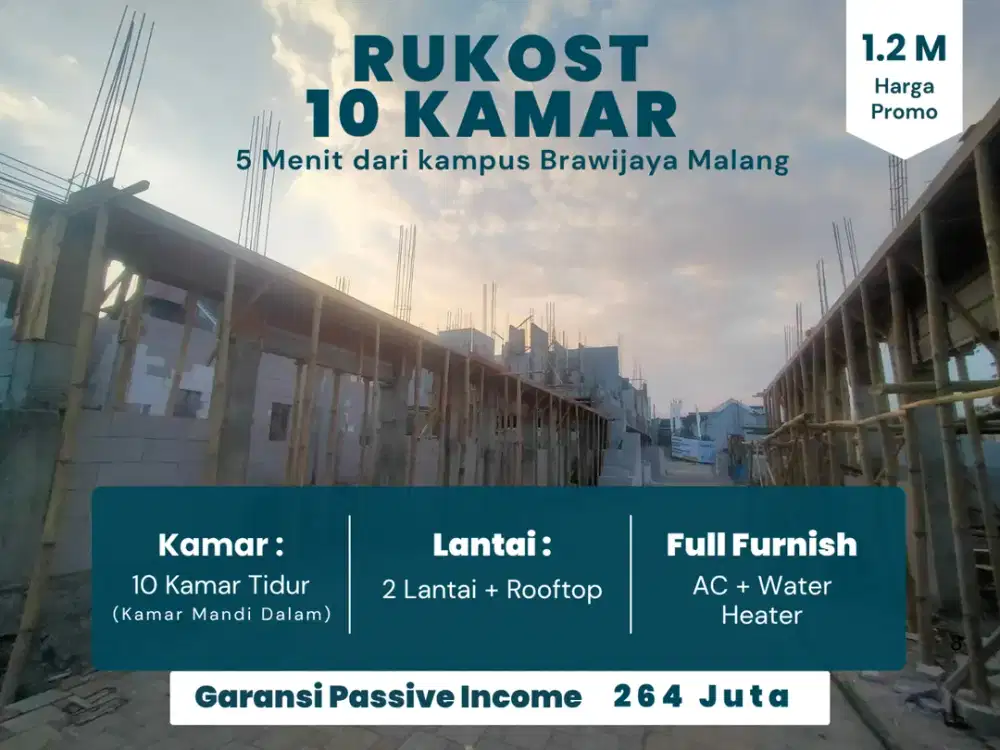 Jual Kos Malang 5 Menit Kampus UNISMA Malang Lebar Jalan 6 Meter Pendapatan Ratusan Juta Setahun