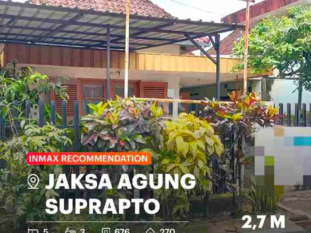 Rumah Luas 676 m2 Tengah kota Jaksa Agung Suprapto Dekat RS. Saiful Anwar, RS Lavalette  dan komersial Area