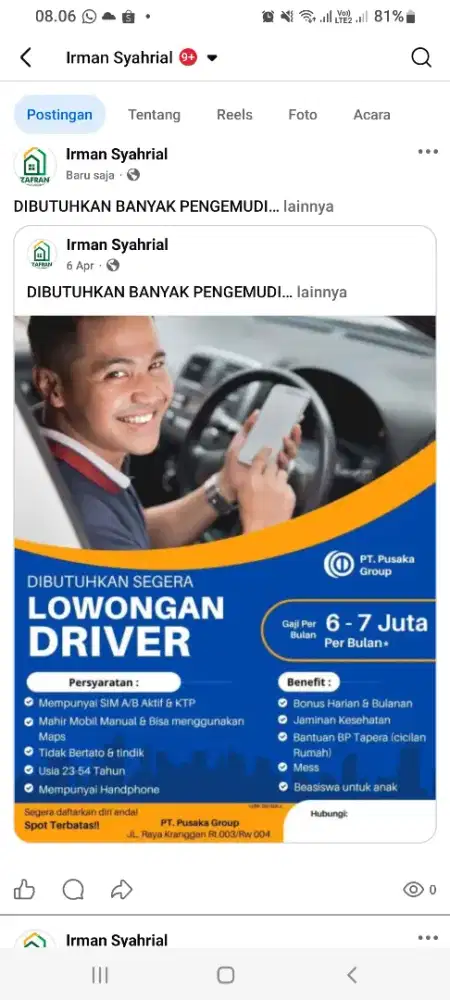 LOWONGAN KERJA DRIVER TAXI