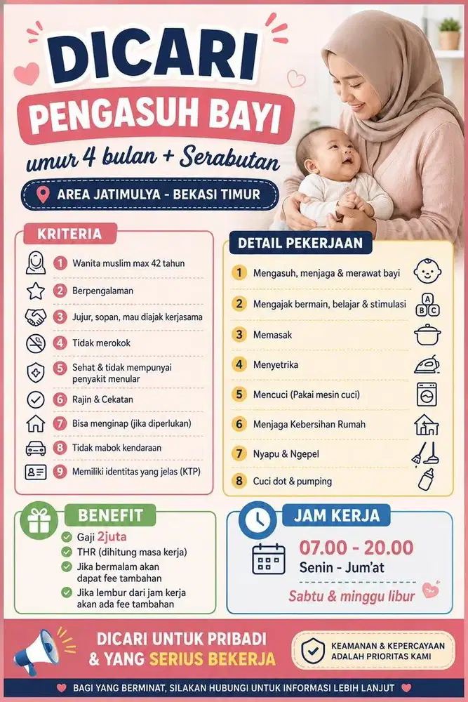 Dicari pengasuh Anak PULANG PERGI