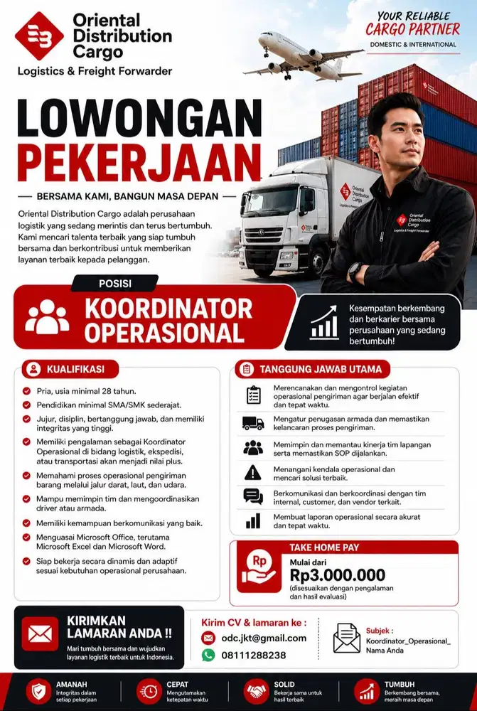 LOWONGAN KERJA KOORDINATOR OPRASIONAL