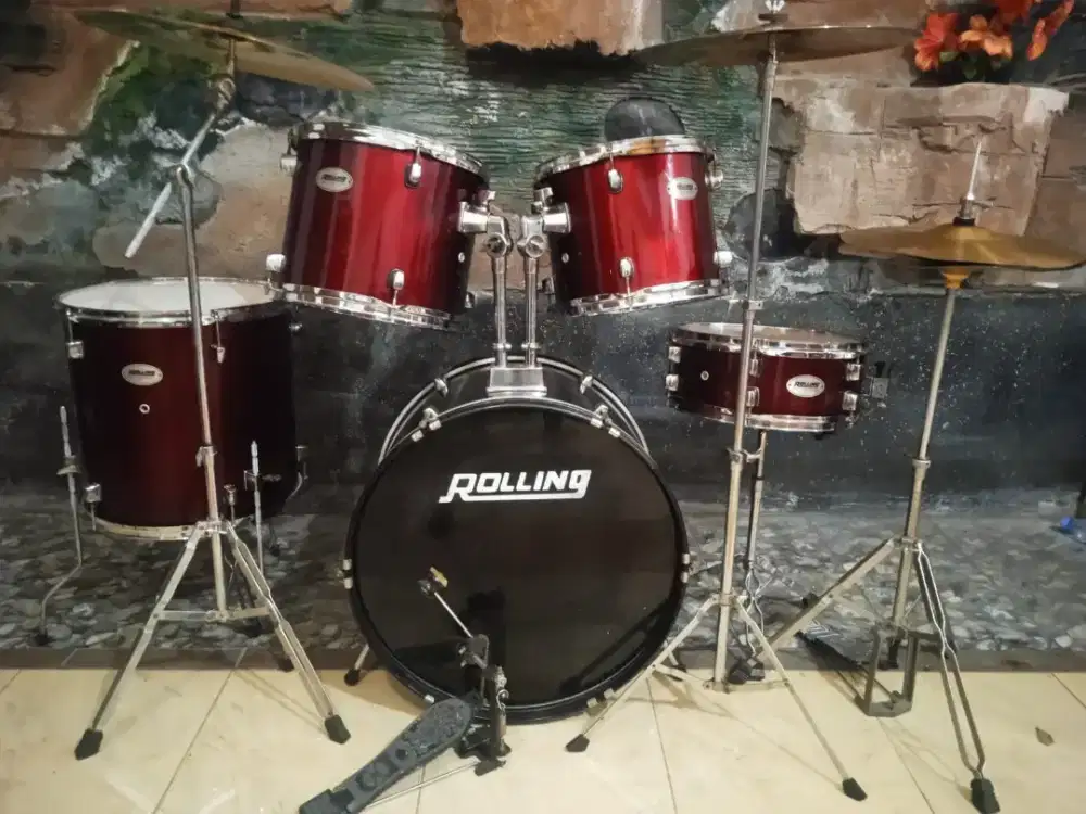 Drum Rolling BD series merah plus simbal