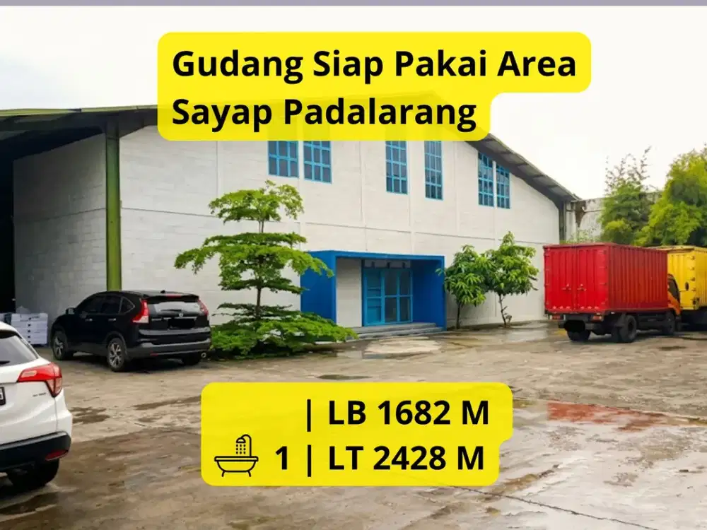 Dijual Gudang Siap Pakai Area Sayap Padalarang LT 2.428 m² | LB 1.682 m² | SHM | Rp 19 Milyar (Nego)