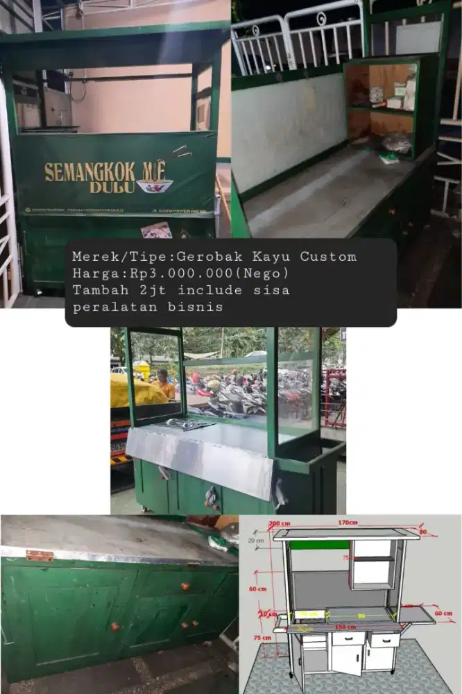 Gerobak Kayu Custom Bekas Jualan Mie Ayam