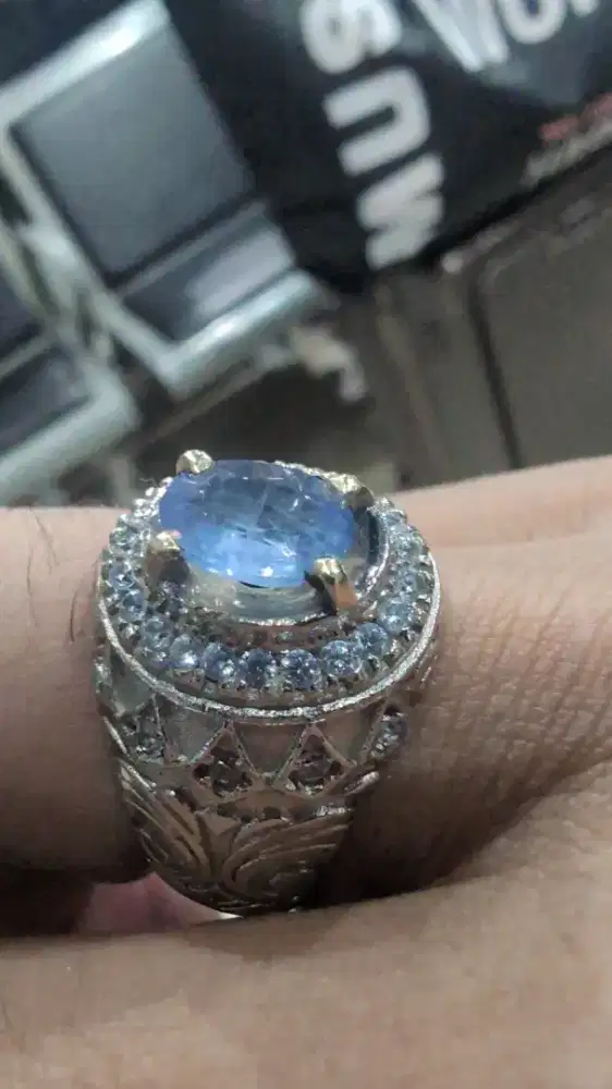 Natural blue sapphire cincin batu