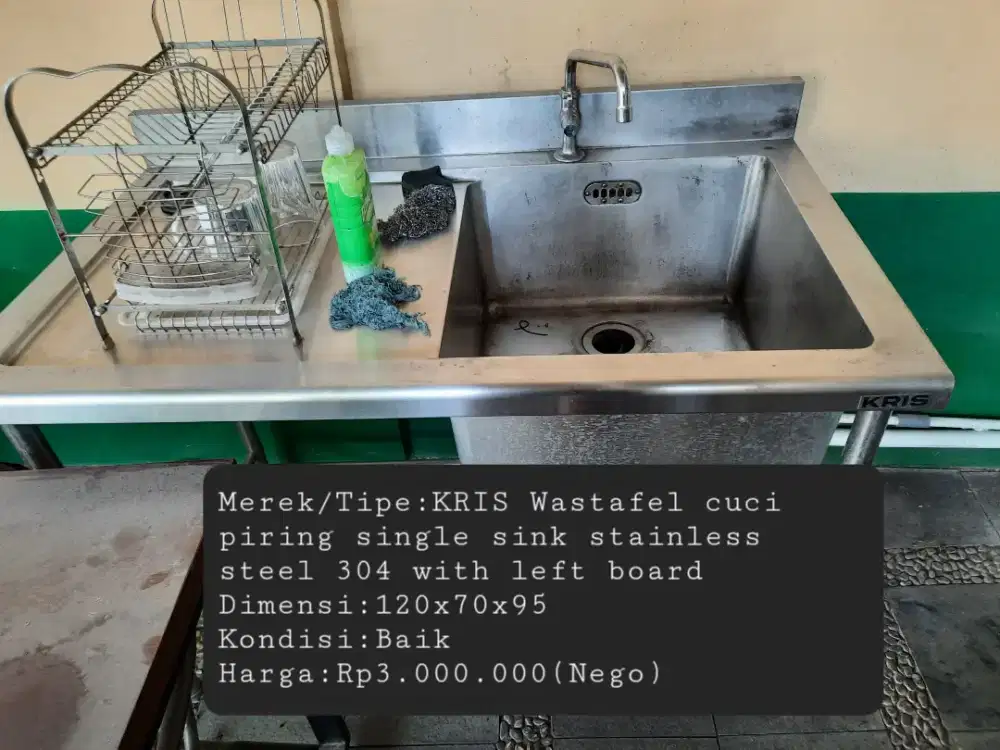 KRIS Wastafel Cuci Piring Single Sink Stainless Steel With Left Board