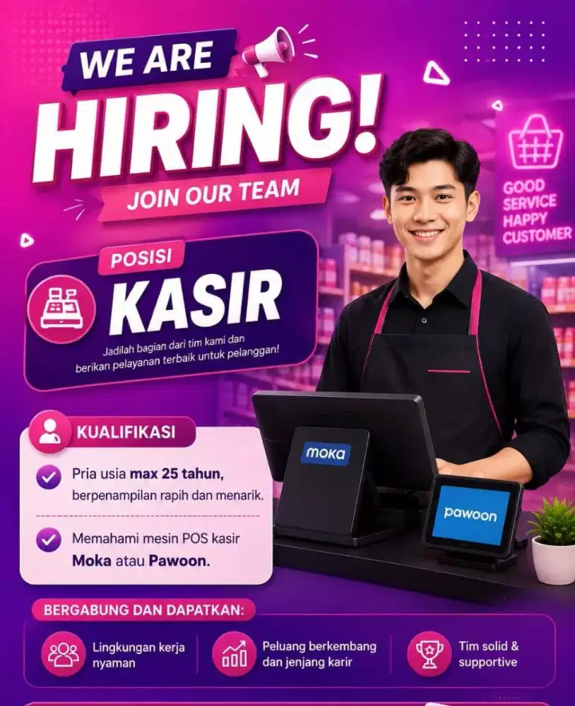 Lowongan cashier khusus cowok