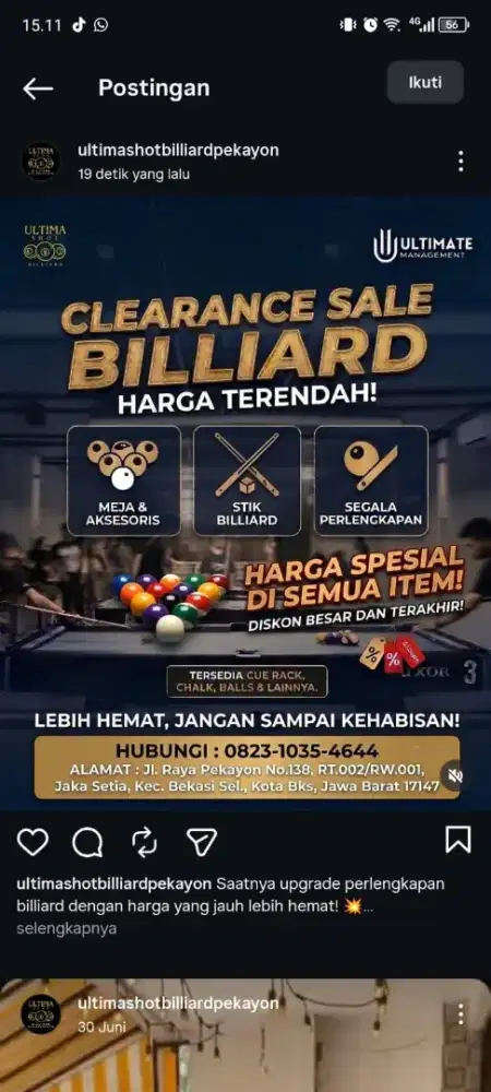 alat alat billiard