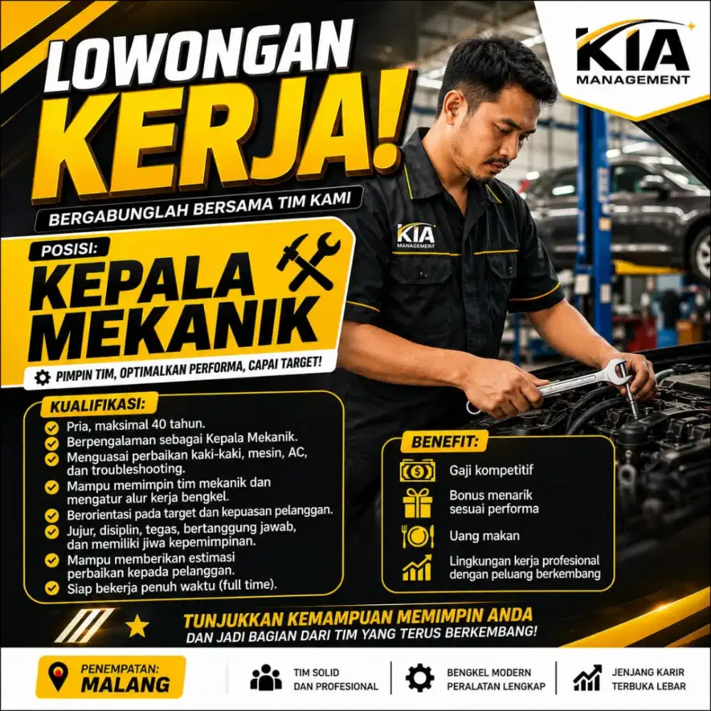 Lowongan Kepala Mekanik