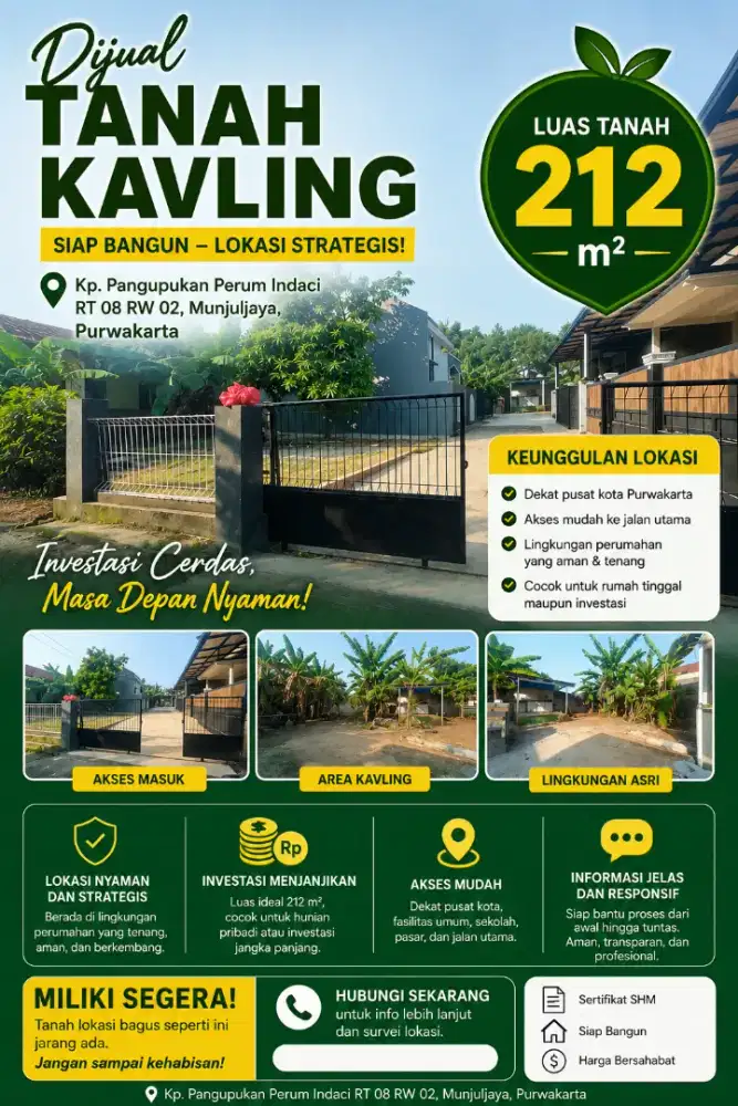 DIJUAL TANAH KAVLING STRATEGIS – SIAP BANGUN DI PURWAKARTA