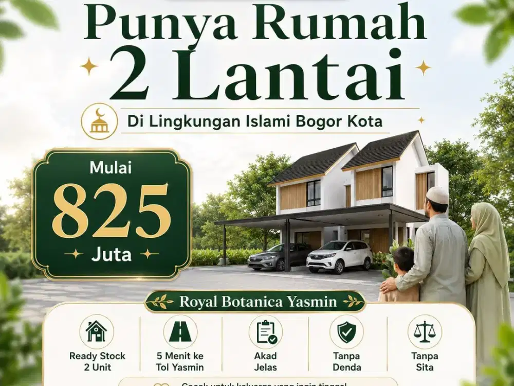 Perumahan lingkungan Islami Hanya 5 menit ke Tol Yasmin Bogor