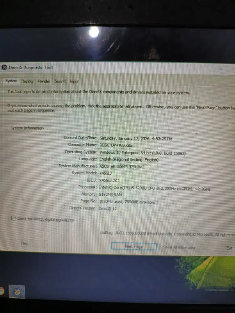 Asus Intel Core i5 Ram 8GB VGA NVIDIA Geforce 920m 2Gb
