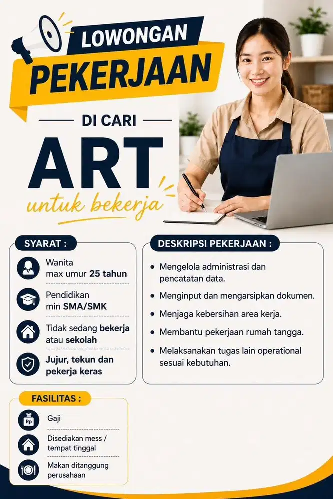 Dicari segera Lowongan pekerjaan art serabutan
