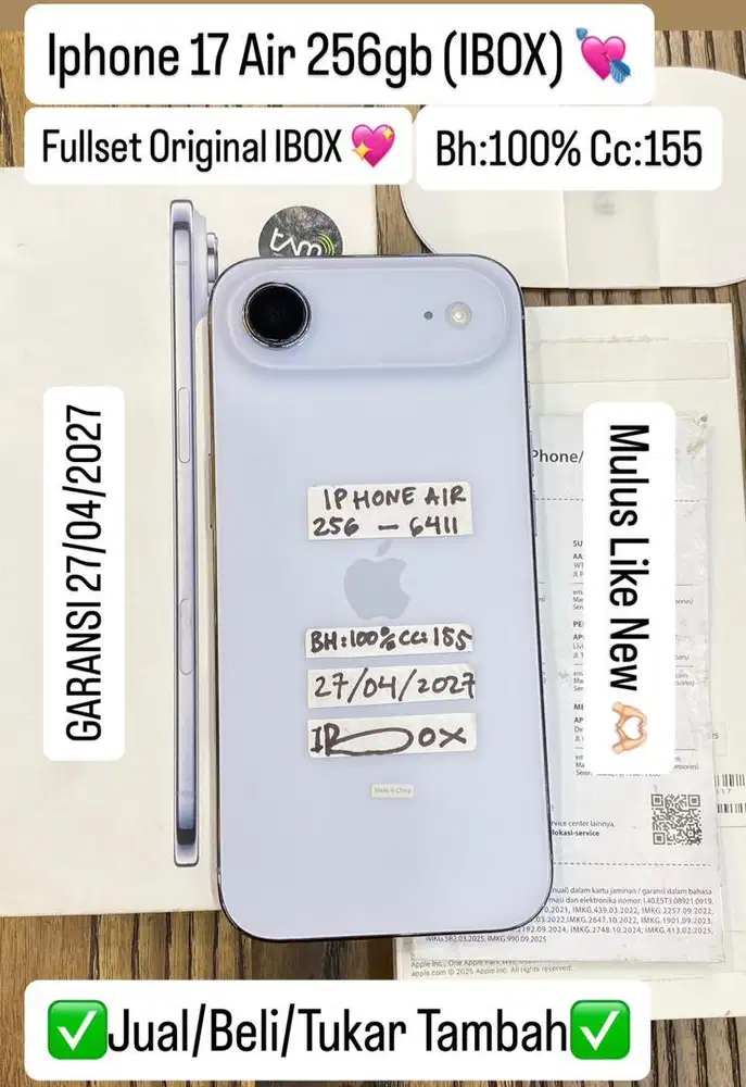 Iphone Air 256 Gb Skyblue Ibox Garansi panjang
